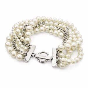 Givenchy Multi-Strand Faux Pearl & Silver-Tone Toggle Bracelet